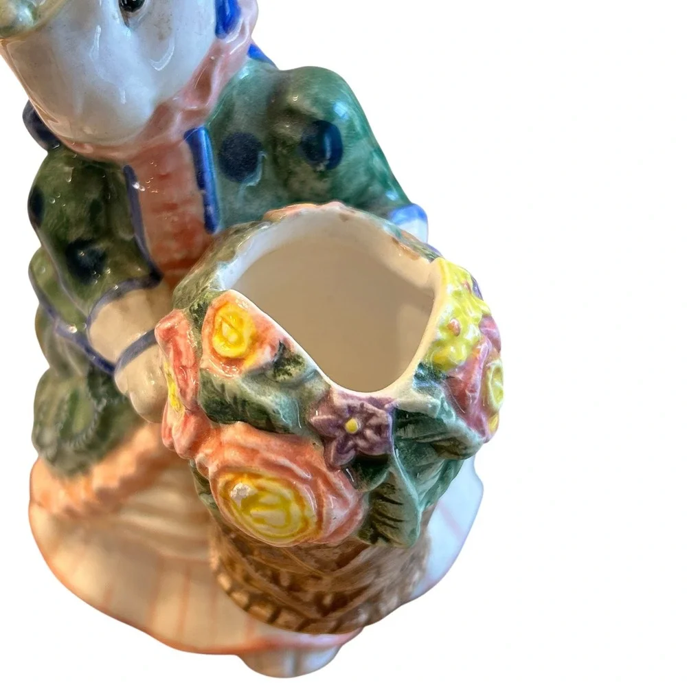 Fitz and Floyd Ceramic Bunny Girl Vase with‎ Glass Insert 1995 Cottagecore